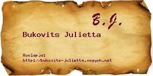 Bukovits Julietta névjegykártya